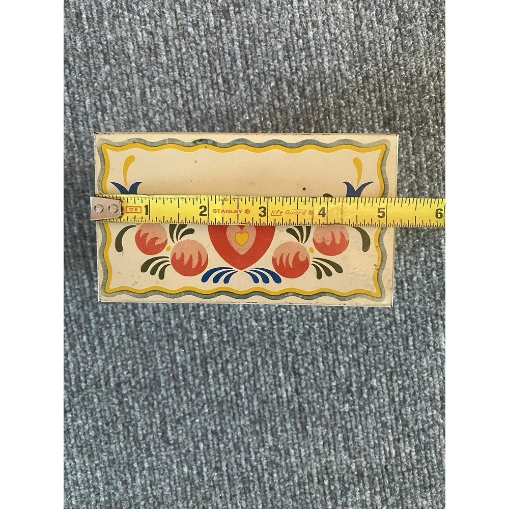 Vintage Tin Recipe Card Holder Box And Card Holder  Yellow Green Blue